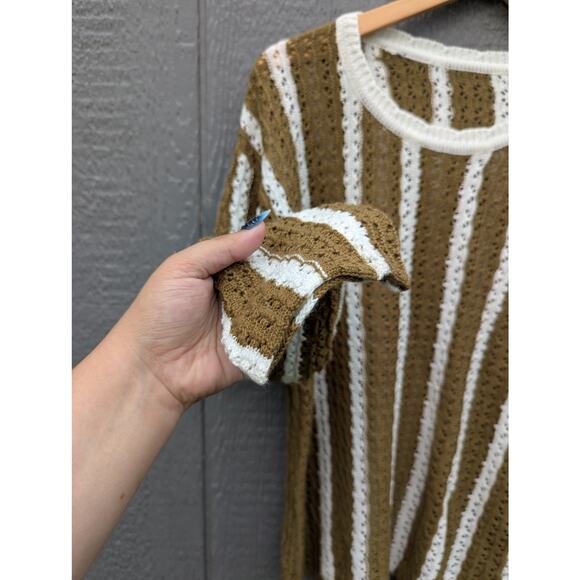 Knit Sweater fall cottage granny granola nature fairy camp boho crew neck L - Picture 2 of 4